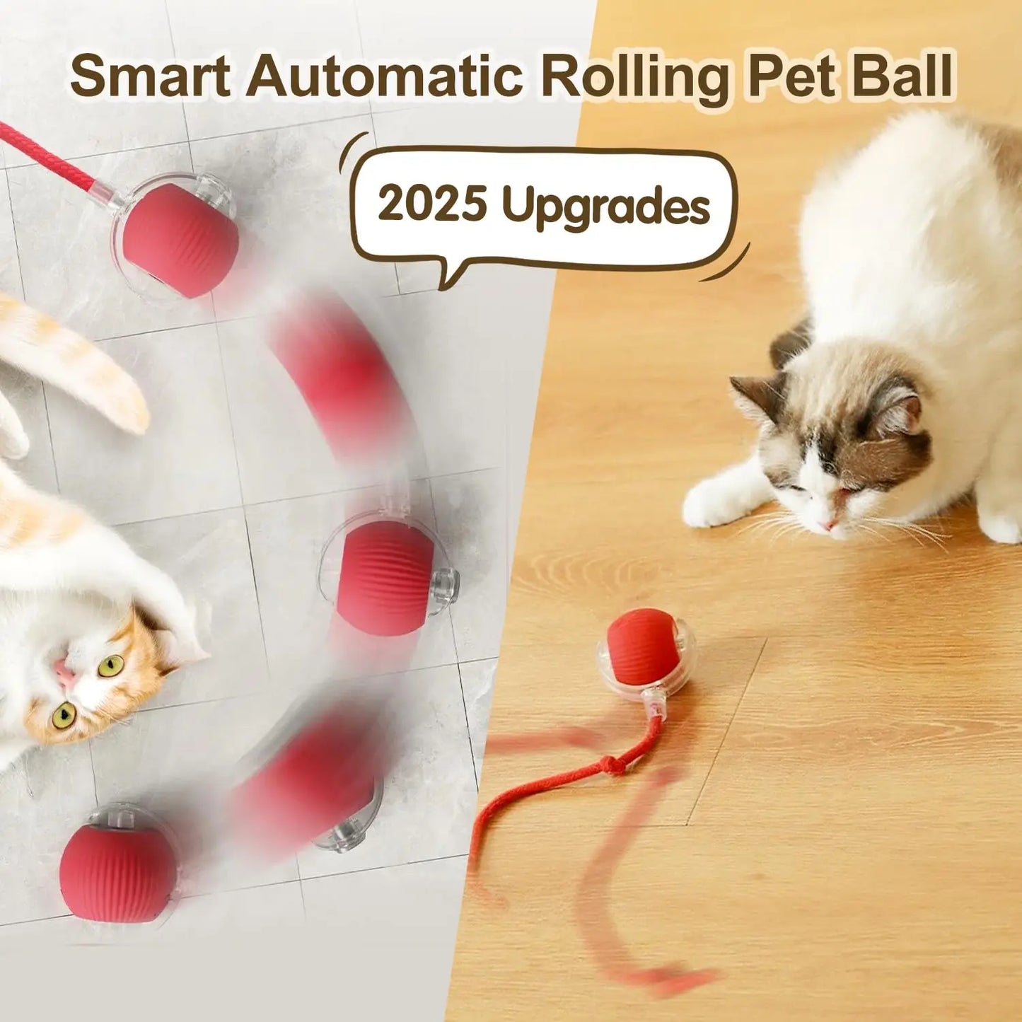 SmartPaw™ Interactive Rolling Cat Ball with Tail – Rechargeable Automatic Pet Toy