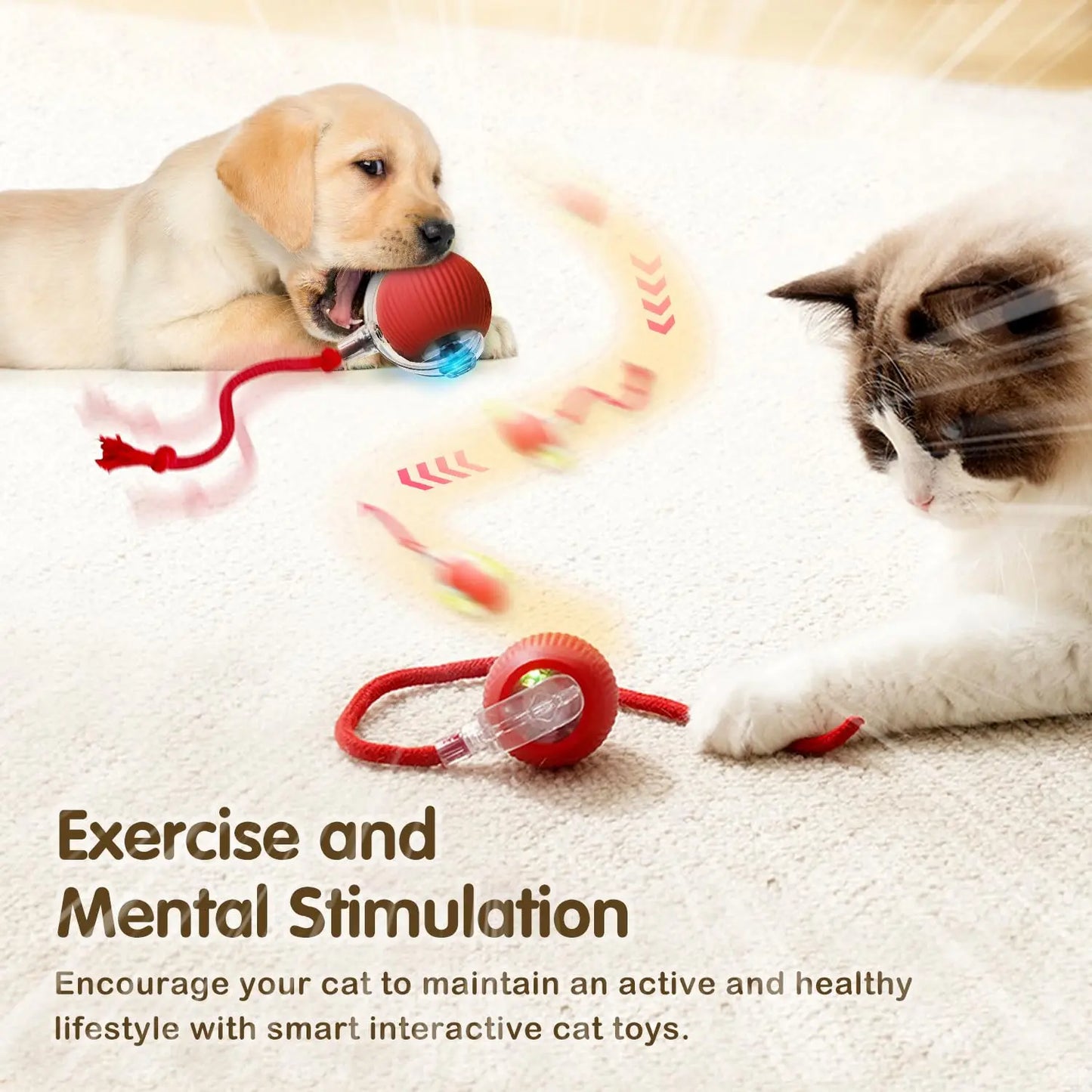 SmartPaw™ Interactive Rolling Cat Ball with Tail – Rechargeable Automatic Pet Toy