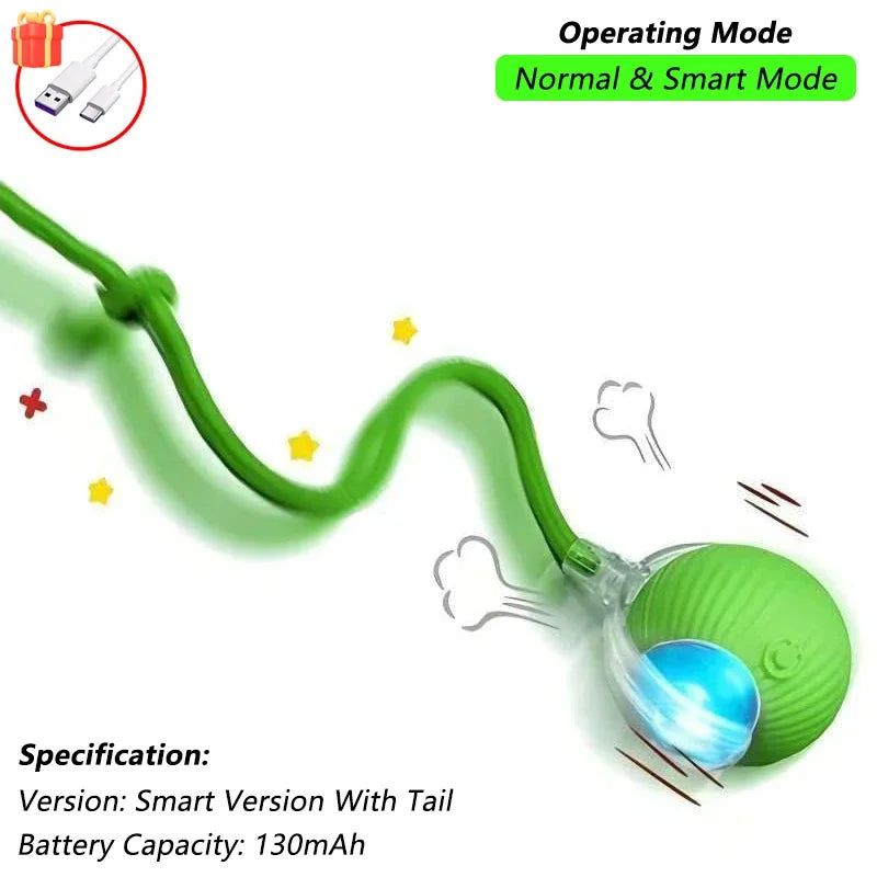 SmartPaw™ Interactive Rolling Cat Ball with Tail – Rechargeable Automatic Pet Toy
