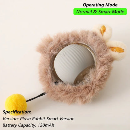 SmartPaw™ Interactive Rolling Cat Ball with Tail – Rechargeable Automatic Pet Toy