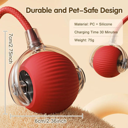 SmartPaw™ Interactive Rolling Cat Ball with Tail – Rechargeable Automatic Pet Toy