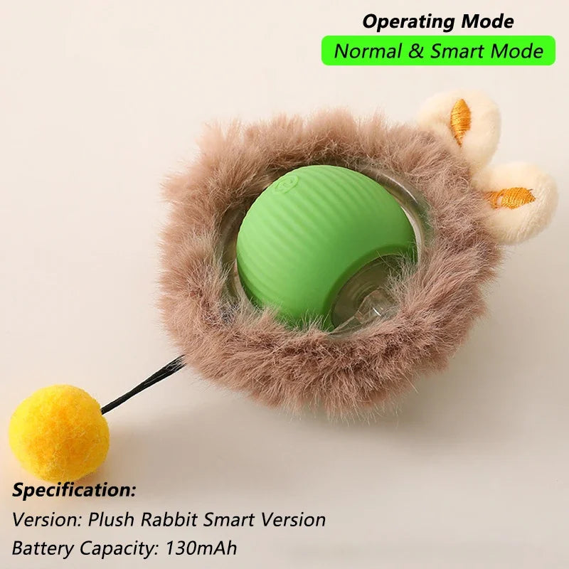 SmartPaw™ Interactive Rolling Cat Ball with Tail – Rechargeable Automatic Pet Toy