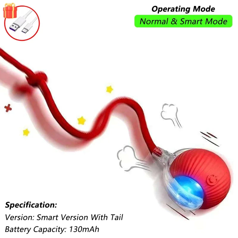 SmartPaw™ Interactive Rolling Cat Ball with Tail – Rechargeable Automatic Pet Toy